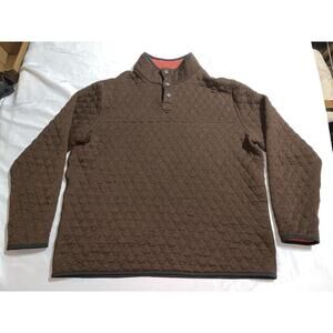 Quilted‎ Pullover Brown W Orange Inside Snap Closure